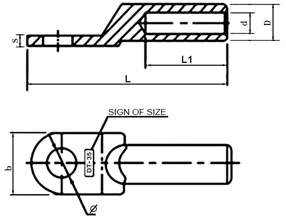 DT Copper Cable Lug Dimensions